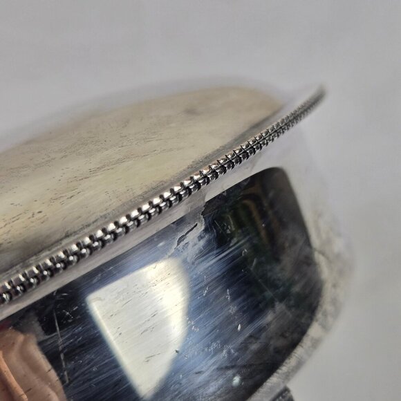 Vintage Sheffield EPC Silverplate Silent Butler Hinged Lid Footed Engraved Horse - Picture 14 of 15